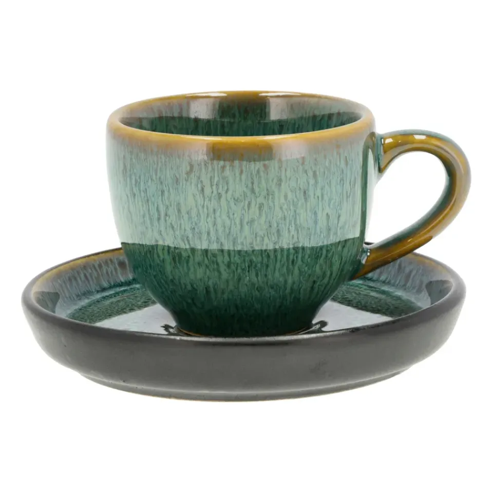 Glögg & Mulled Wine Mugs|Espresso Cups^Bitz espresso cup with saucer 7 cl, Green-black Multi