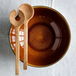 Salad Servers^Bitz salad cutlery oak, Oak Brown