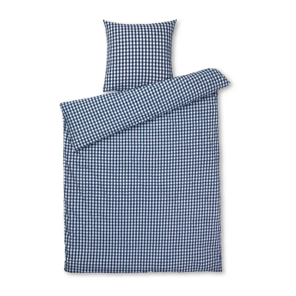 Sale Juna Bæk&Bølge bed set 150x210 cm, Dark blue-white BlueWhite