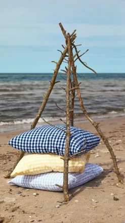 Pillow Cases^Juna Bæk&Bølge pillowcase 50x60 cm, Dark blue-white BlueWhite