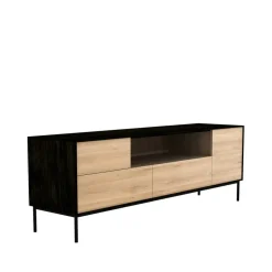 T.V & Media Units|T.V & Media Units^Ethnicraft Blackbird media unit, Black oak-Black metal legs Beige