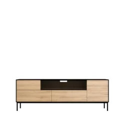 T.V & Media Units|T.V & Media Units^Ethnicraft Blackbird media unit, Black oak-Black metal legs Beige