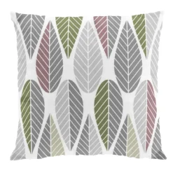 Hot Arvidssons Textil Blader cushion cover, pink-grey-green GreyGreen