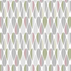 Sale Arvidssons Textil Blader fabric, pink-grey-green GreyGreen