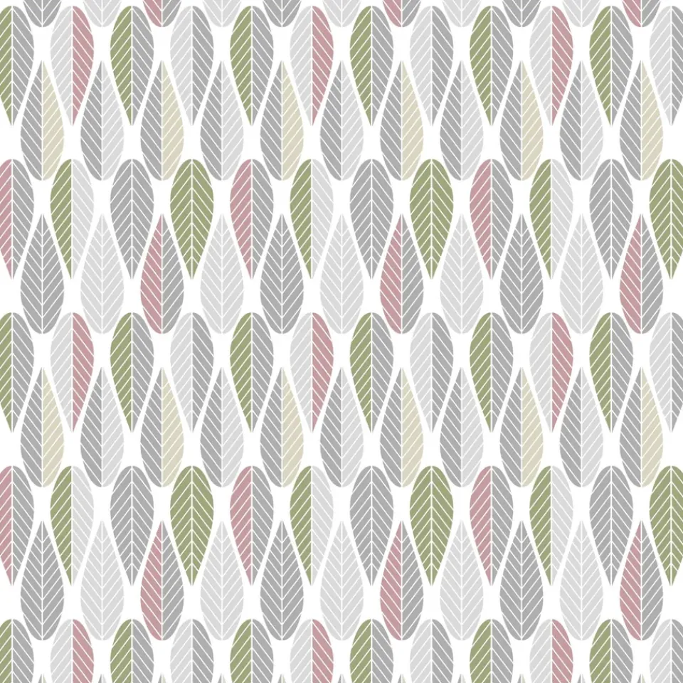 Sale Arvidssons Textil Blader fabric, pink-grey-green GreyGreen