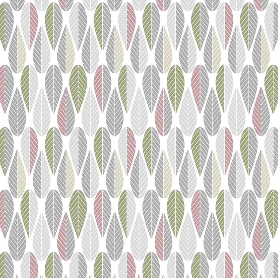 Sale Arvidssons Textil Blader fabric, pink-grey-green GreyGreen
