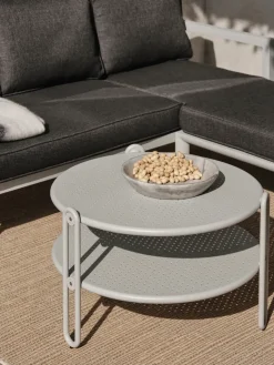 Table For Outdoor Use|Outdoor Lounge Furniture^Brafab Blixt coffee table, Light Ø85 cm Grey