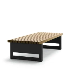 Garden Sofas & Garden Benches^Byarums bruk Block bench, Oak oil, wide, black stand Beige