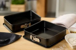 Round Flat Oven & Flan Dishes|More Baking Accessories^Blomsterbergs rectangular springform pan 28x20x6 cm, Stainless steel Black