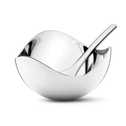 Salt & Pepper Grinders|Salt & Pepper Shakers^Georg Jensen Bloom salt cellar with spoon, stainless steel GreySilver-coloured