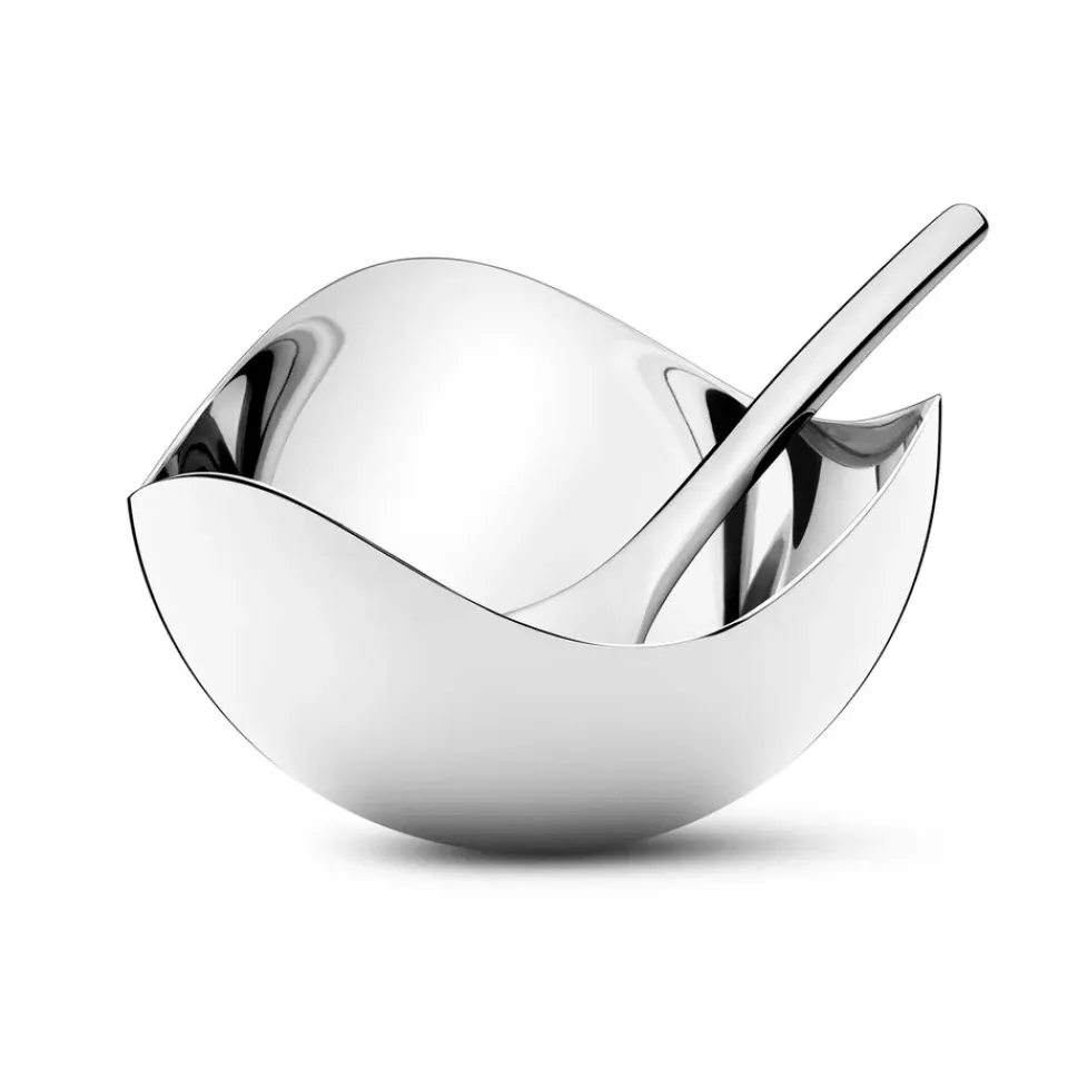 Salt & Pepper Grinders|Salt & Pepper Shakers^Georg Jensen Bloom salt cellar with spoon, stainless steel GreySilver-coloured