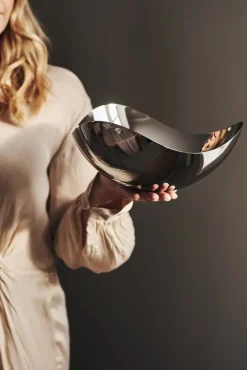 Hot Georg Jensen Bloom serving bowl, large, Ø 34 cm GreySilver-coloured