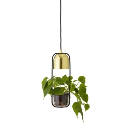 Window Lights|Pendant Lamps^Bloomingville ceiling lamp with hanging basket Ø10 cm, clear-gold Gold-coloured