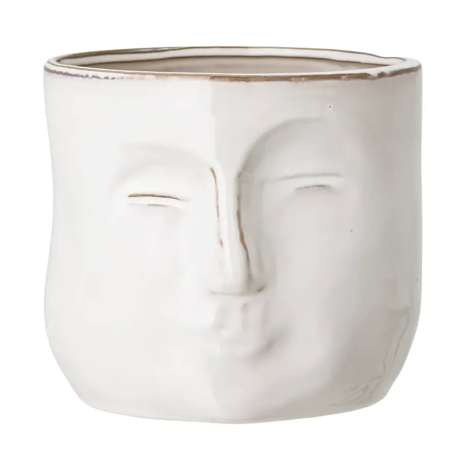 Online Bloomingville flower pot with face 16.5x18 cm, White