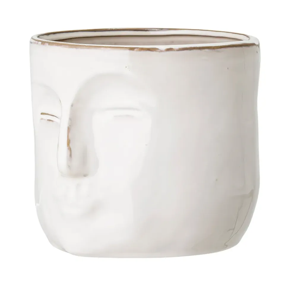 Online Bloomingville flower pot with face 16.5x18 cm, White