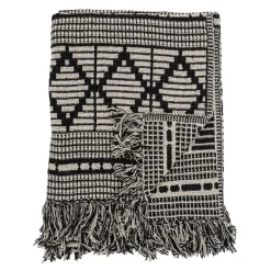 Cotton Blankets & Throws^Bloomingville throw recycled cotton 130x160 cm, Black