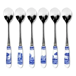 Tea & Coffee Spoons^Spode Blue Italian teaspoon 6-pack, Ceramic-stainless steel BlueWhite