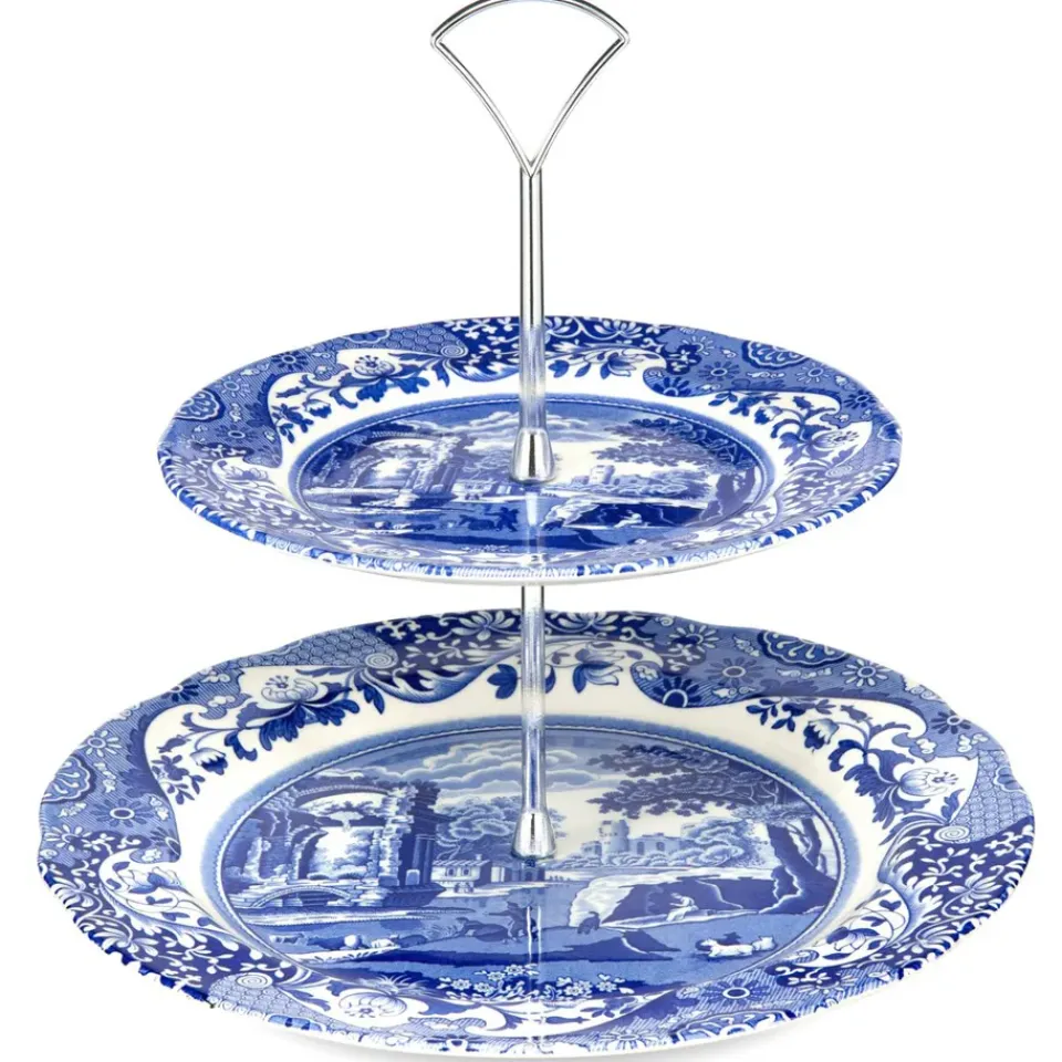 Cake Stands|Serving Platters & Dishes^Spode Italian 2-tier cake stand, 2-Tier Blue