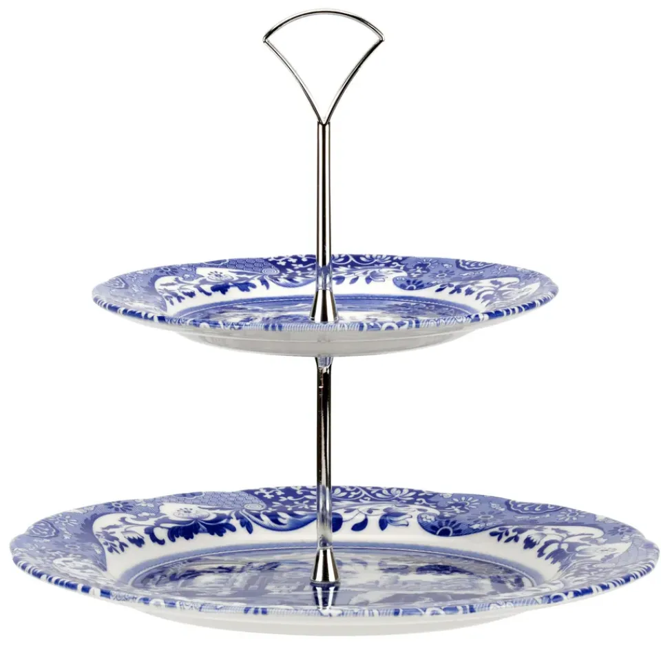 Cake Stands|Serving Platters & Dishes^Spode Italian 2-tier cake stand, 2-Tier Blue