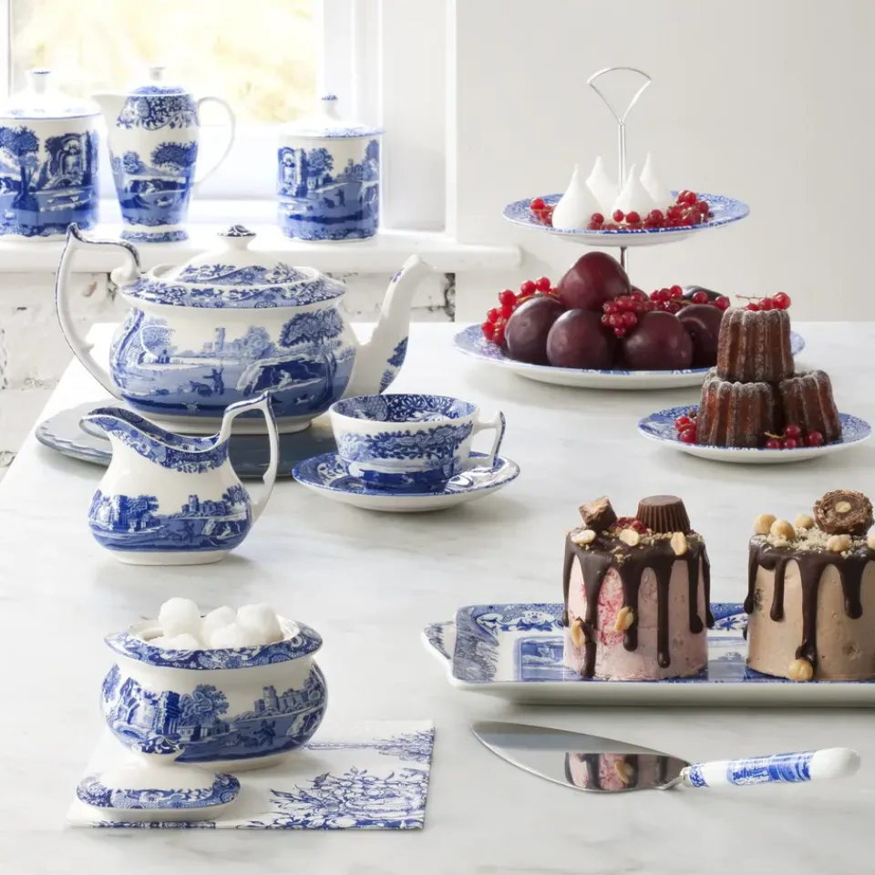 Cake Stands|Serving Platters & Dishes^Spode Italian 2-tier cake stand, 2-Tier Blue