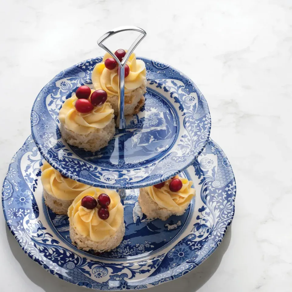 Cake Stands|Serving Platters & Dishes^Spode Italian 2-tier cake stand, 2-Tier Blue