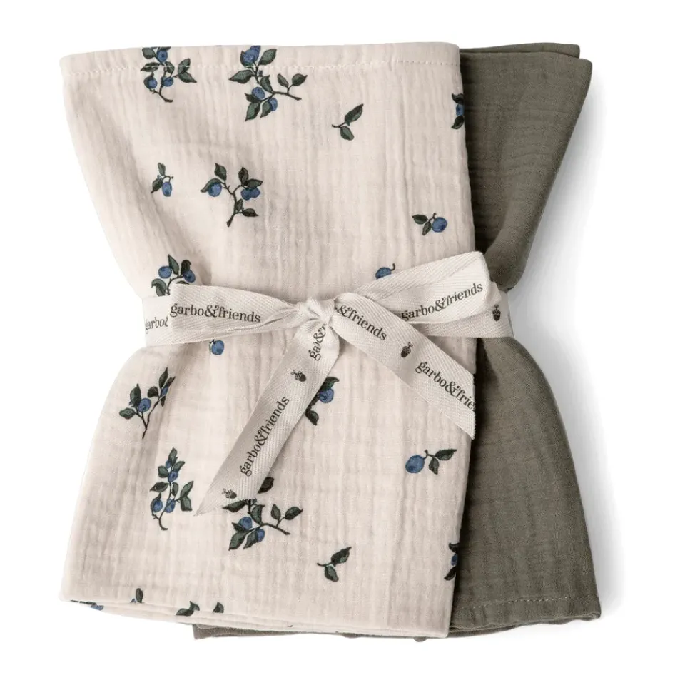 Baby Blankets|Cotton Blankets & Throws^Garbo&Friends Blueberry Muslin small blanket 2 pieces, 60x60 cm Multi