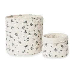 Storage For The Kids Room^Garbo&Friends berry Satin quilted basket 2 pieces, 20xØ20 cm + 30xØ30 cm Blue