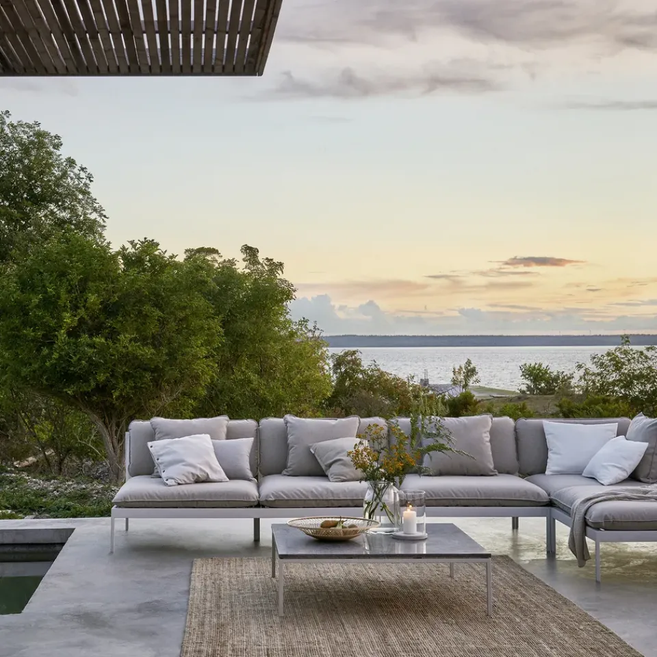 Garden Sofas & Garden Benches|Outdoor Lounge Furniture^Skargaarden Bönan modular sofa, Fiord 551 , 2-seat, d. grey aluminium frame Beige
