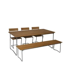 Best Grythyttan Stålmöbler Bänk 9 bench, Oak oil-170 cm-hot-dip galvanized Beige
