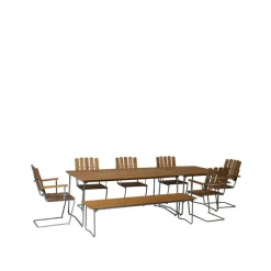 Best Grythyttan Stålmöbler Bänk 9 bench, Oak oil-170 cm-hot-dip galvanized Beige