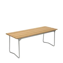 Garden Sofas & Garden Benches^Grythyttan Stålmöbler Bänk 8 bench, Oak oil-hot-dip galvanized steel frame Beige