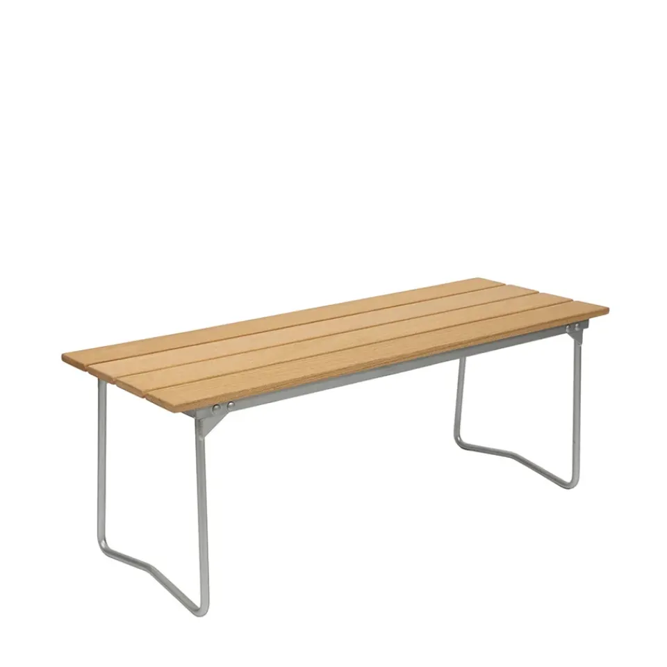 Garden Sofas & Garden Benches^Grythyttan Stålmöbler Bänk 8 bench, Oak oil-hot-dip galvanized steel frame Beige