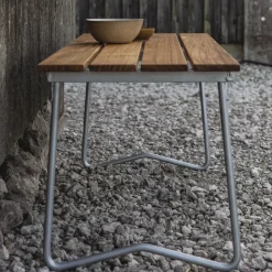 Garden Sofas & Garden Benches^Grythyttan Stålmöbler Bänk 8 bench, Oak oil-hot-dip galvanized steel frame Beige