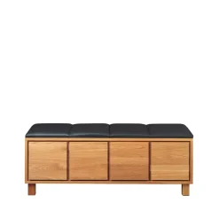 Sale Scherlin Bänk 6, Leather . oiled oak fframee Black