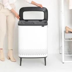 Online Brabantia Bo laundry basket high 2x45 L, White