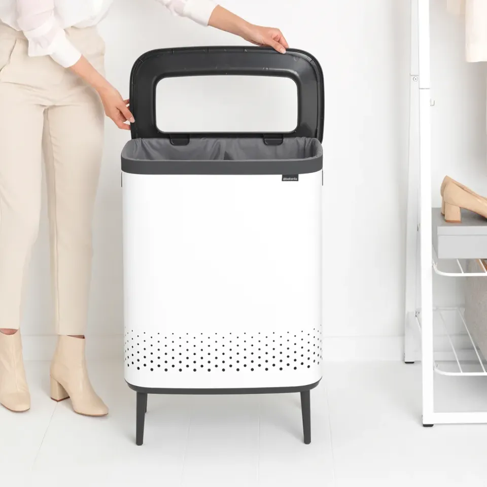 Online Brabantia Bo laundry basket high 2x45 L, White