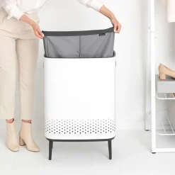 Online Brabantia Bo laundry basket high 2x45 L, White