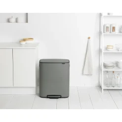 Pedal Bins|Pedal Bins^Brabantia Bo pedal bin 2x30 L, Mineral concrete Grey