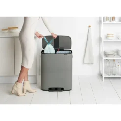 Pedal Bins|Pedal Bins^Brabantia Bo pedal bin 2x30 L, Mineral concrete Grey