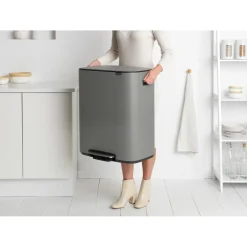 Pedal Bins|Pedal Bins^Brabantia Bo pedal bin 2x30 L, Mineral concrete Grey