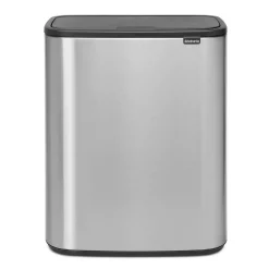 Waste Paper Baskets & Bins^Brabantia Bo touch bin 60 L, Matte brushed steel Silver-coloured