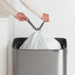 Waste Paper Baskets & Bins^Brabantia Bo touch bin 60 L, Matte brushed steel Silver-coloured