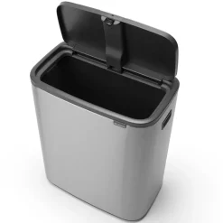 Waste Paper Baskets & Bins^Brabantia Bo touch bin 60 L, Matte brushed steel Silver-coloured
