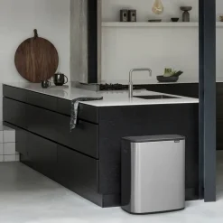 Waste Paper Baskets & Bins^Brabantia Bo touch bin 60 L, Matte brushed steel Silver-coloured