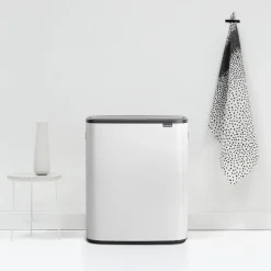 Waste Paper Baskets & Bins^Brabantia Bo touch bin 60 L, White