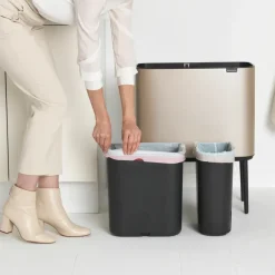 Clearance Brabantia Bo touch bin 11+23 litre, Metallic Gold BeigeBlack