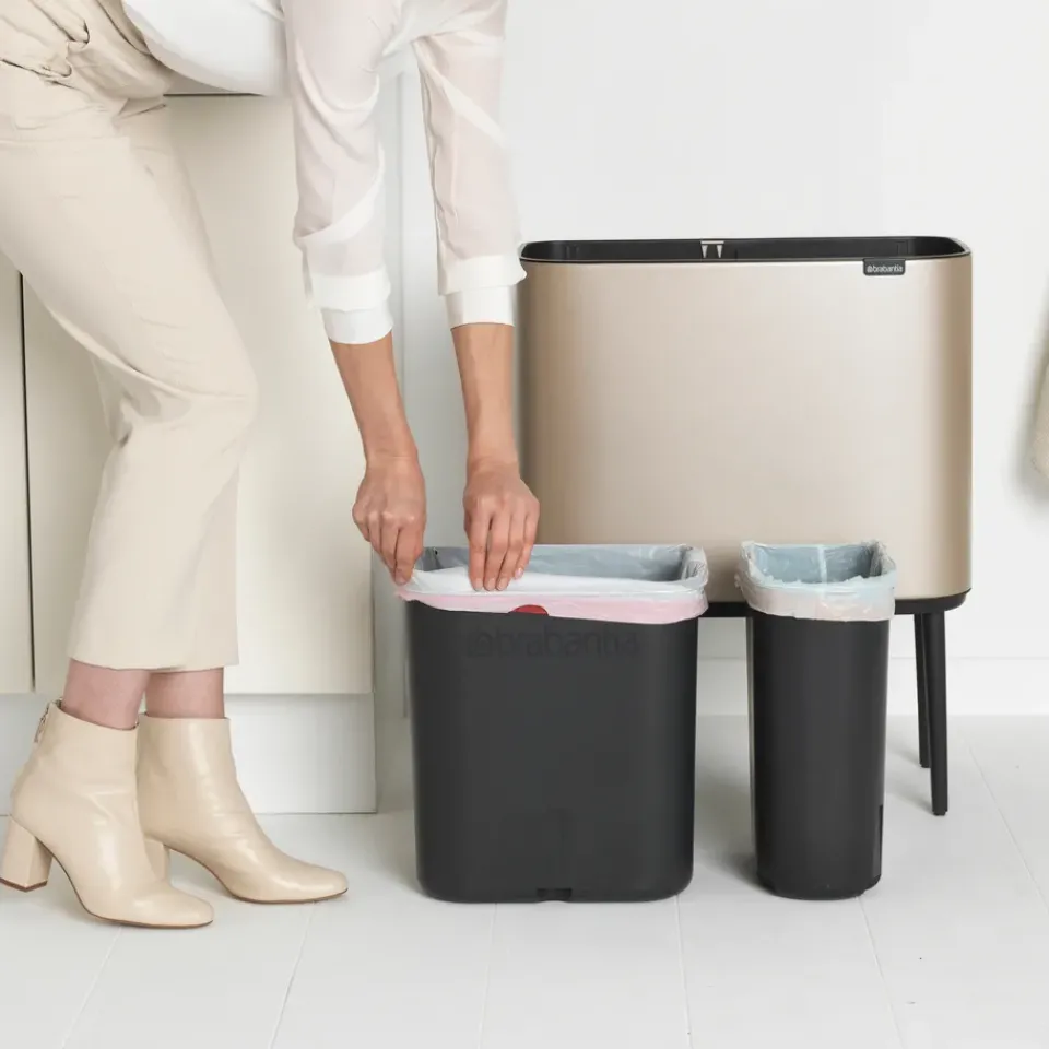 Clearance Brabantia Bo touch bin 11+23 litre, Metallic Gold BeigeBlack