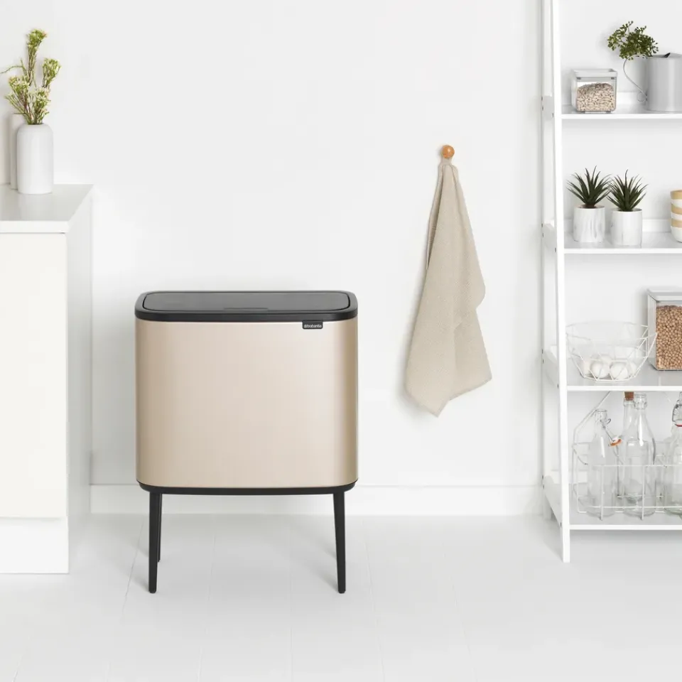 Clearance Brabantia Bo touch bin 11+23 litre, Metallic Gold BeigeBlack