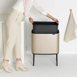 Brabantia Bo touch bin 36 litre, Metallic Gold BeigeBlack