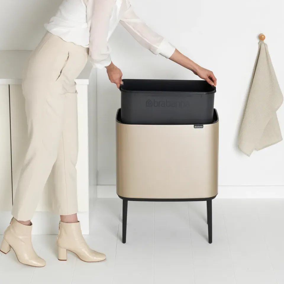 Brabantia Bo touch bin 36 litre, Metallic Gold BeigeBlack